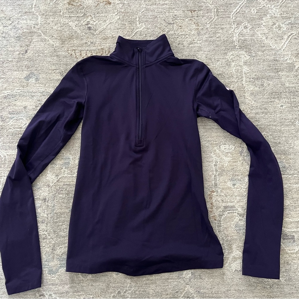Nike Pro Dri Fit 1/2 Zip Womens Top S Purple VGUC Fleece/Winter Long Sleeve